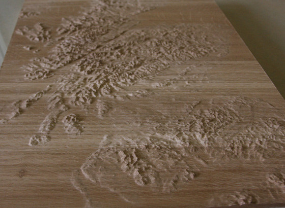 3D map machined in solid oak