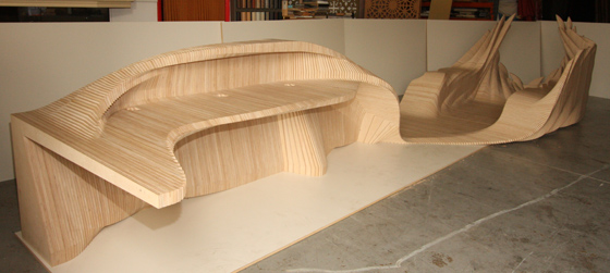 Plywood Reception Desk for Fred Perry Head Quaters